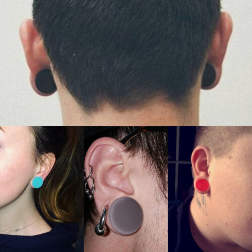 2 Stück Silikon Ohr Messgeräte Double Flared Sattel Ohr Tunnel Plugs Piercing 2g-3/4" - Bild 2 von 20