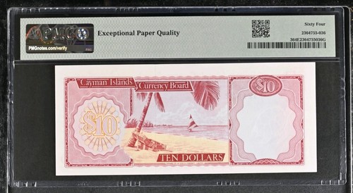 Cayman Island 1971 Pick 3 PMG 64 EPQ 10 DOLLARS - Bild 2 von 2