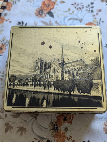 Vintage Französische Süßigkeiten Blechdose Notre-Dame Kathedrale Paris Oper Arc De Triomphe
