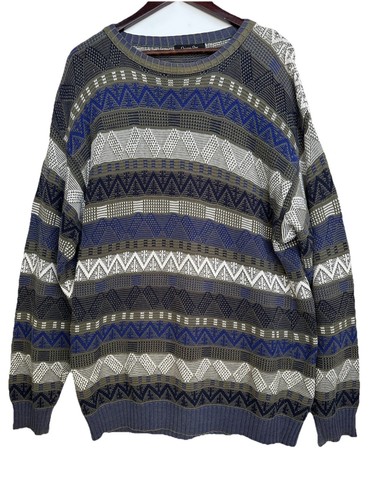 Vintage Christian Dior Monsieur Fair isle Sweater Mens Size Large Cotton