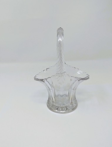 Clear Crystal Glass Vintage Bride's Flower Basket Vase - Picture 1 of 5
