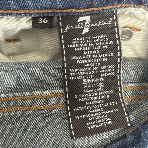 7 For All Mankind Custom Distress Jeans Herren Größe 36x32 Slimmy Stretch Denim Blau - Bild 12 von 20