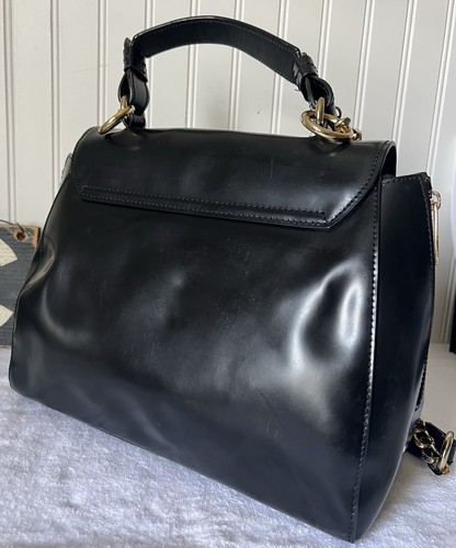 Borsa a mano Versace Collection Pony manico superiore in pelle nera - Foto 4 di 11