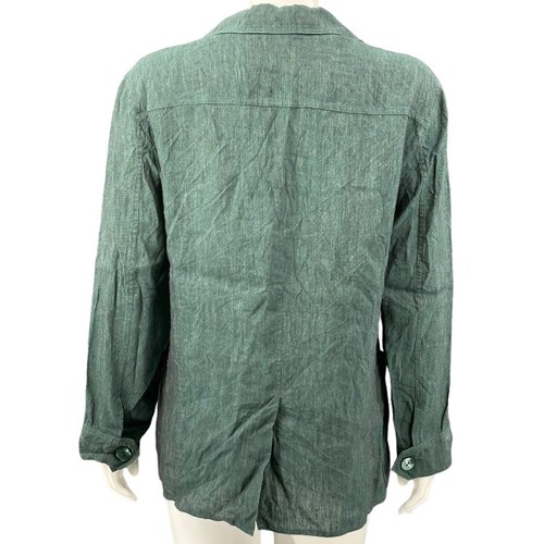 Weekend Max Mara Jacket Women 8 Green Flax Linen Blazer Quiet Luxury Work Office - Picture 5 of 9