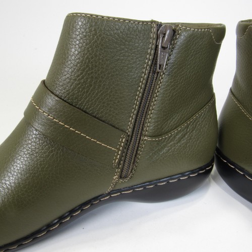 Clarks Boots Womens Size 8 Olive Green Ankle Booties Side Zip Comfort 26150413 - Picture 9 of 15