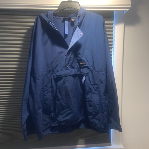 Patagonia Men’s Lightweight Pullover Hooded Rain Jacket Navy Size Large Nice - Picture 1 of 11