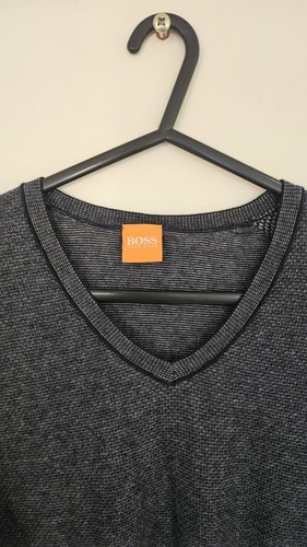 Hugo Boss Orange Herren V-Ausschnitt Pullover Größe Small Marine Baumwolle Nylon Wolle Dünn - Bild 2 von 17