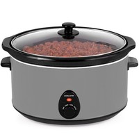 8L Slow Cooker Large Matt Grey Tempered Lid Removable Ceramic Bowl Andrew James