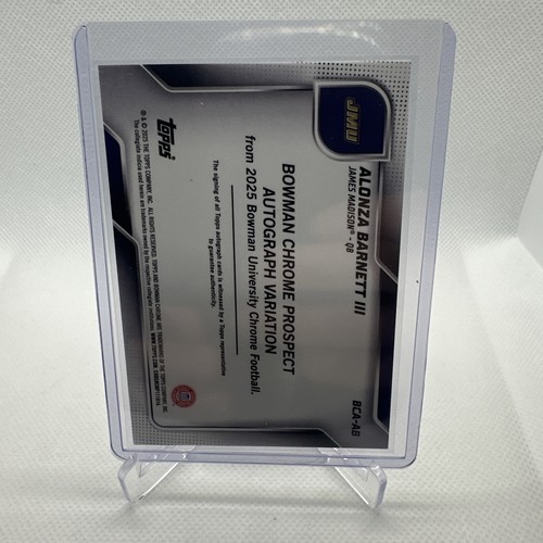 ALONZA BARNETT III 2025 Bowman Chrome U Gold Shimmer 1a scheda AUTO # 16/50 JMU - Foto 3 di 3