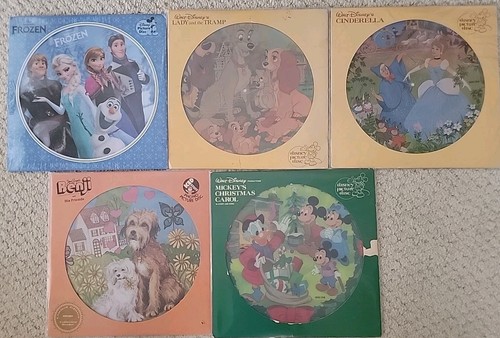 Walt Disney Picture Disc Lot Of 5 Lp's Mickey’s Christmas Carol FROZEN CINDERELL - Imagen 1 de 11