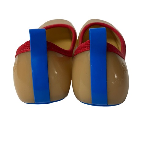Melissa Lance Ballet Flats Tan Red Blue Sz 6 - Picture 3 of 8
