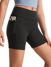 Girls High Waist Biker Shorts - Active Dance Yoga Running with Pockets Kids Teen