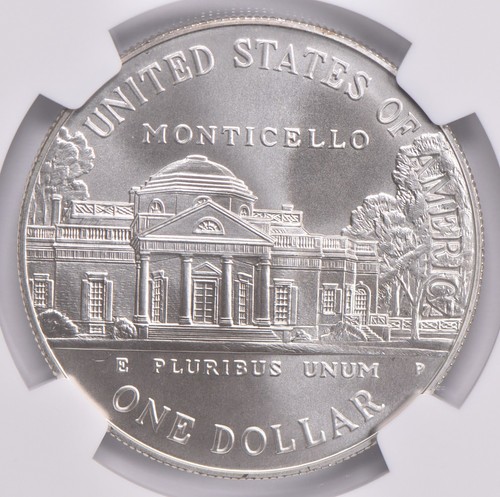 MS70 1993-P Jefferson Commem. Silver Dollar Coin & Currency NGC Brown Lbl *4647 - Picture 4 of 5