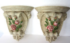 2 Vintage Decoline 90s Wall Decor Sconces Shelves Cottagecore Victorian Roses