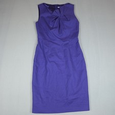 Tahari Purple Sheath Dress US 2 Sleeveless Bow Neck Knee Length Career Cocktail