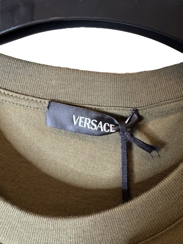 T-shirt Versace verde militare con logo Medusa oro - Taglia XS - Imagen 3 de 6
