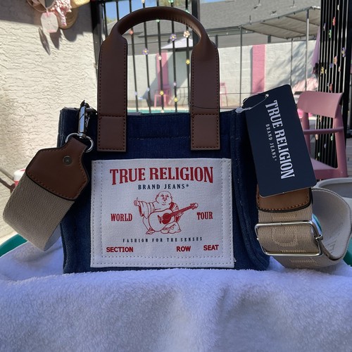 True Religion Denim Crossbody Mini Tote Handtasche Schultertasche verstellbarer Riemen Neu! - Bild 1 von 11