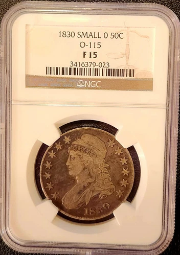 1830 50c Capped Bust Silver Half Dollar NGC F15 Small 0