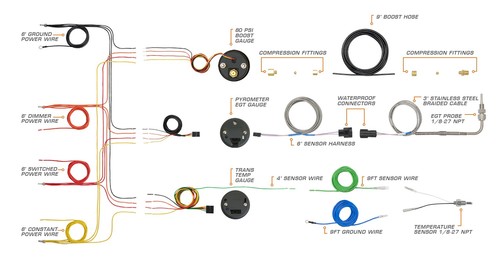 GlowShift Gauge Set for 99-04 Super Duty w Tan Pod T7 Boost, Pyro & Trans Temp - Foto 7 di 8