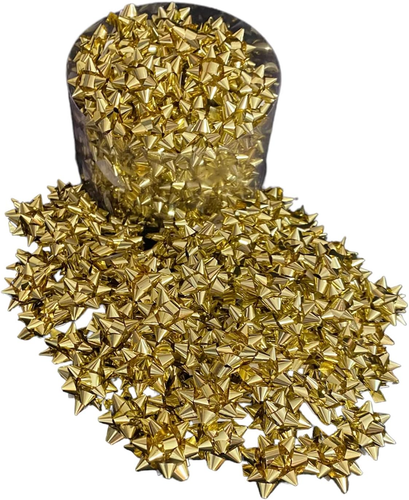 Coccarde Stelle Fiocchi Adesive Barattolo 100 Pezzi Colore ORO Metallico Diametr - Foto 12 di 12