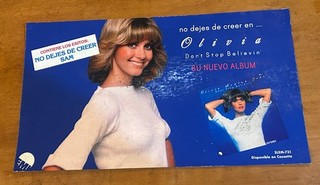 OLIVIA NEWTON JOHN Don't Stop Believin' 1976 MEXICO RECORD STORE CARDBOARD SIGN