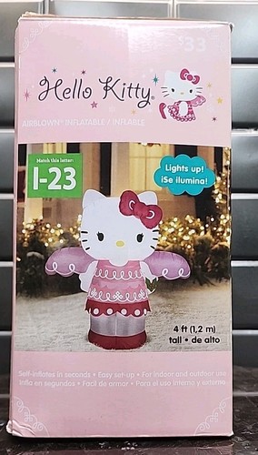 VERY DIM LIGHTS! Gemmy Hello Kitty Airblown Inflatable 4' Decor 34729 2014 - Picture 7 of 12