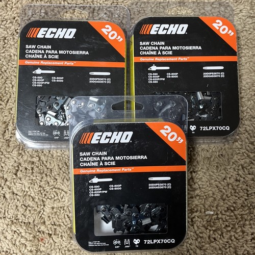 Menge 3 NEU ECHO 20 Zoll Meißel Kettensäge Kette - 70 Glieder 72LPX70CQ 3/8” .050”