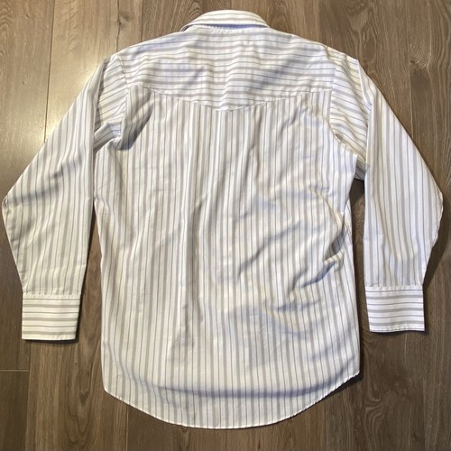 Ely Cattleman Western Pearl Snap Striped White Shirt Herren L Cowboy Rodeo 16,5/34 - Bild 3 von 11