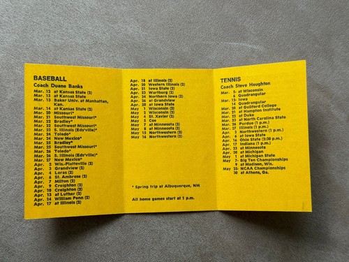 Programma CBB 1982 IOWA HAWKEYES College SPRING SPORTS BASEBALL tennis pista golf - Foto 3 di 3