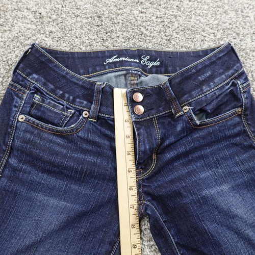 American Eagle Jeans Womens 2 Dark Blue Denim Pants Low Rise Artist Stretch Y2K - Picture 5 of 12