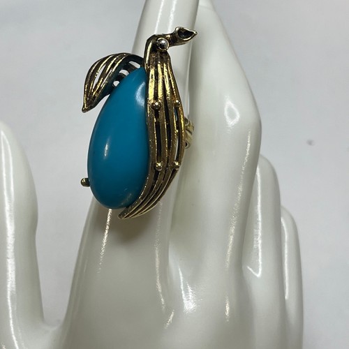 Modering Schmuck goldfarben Birne mit künstlichem Türkis Einsatz Natur Natur  - Bild 1 von 9