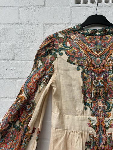 Zimmermann Dress Size 2 (AU 12 / US 8) NEW Ottie Plunge Mini Multi Paisley Linen - Picture 20 of 24