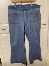 US Navy Vintage Dungaree Flared Bellbottom Blue Jeans 1980s W40 BELL BOTTOM