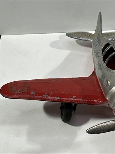 Hubley Kiddie Toy Fighter Plane Cast Metal 1950's USA Army w/Folding Wheels - Picture 3 of 20