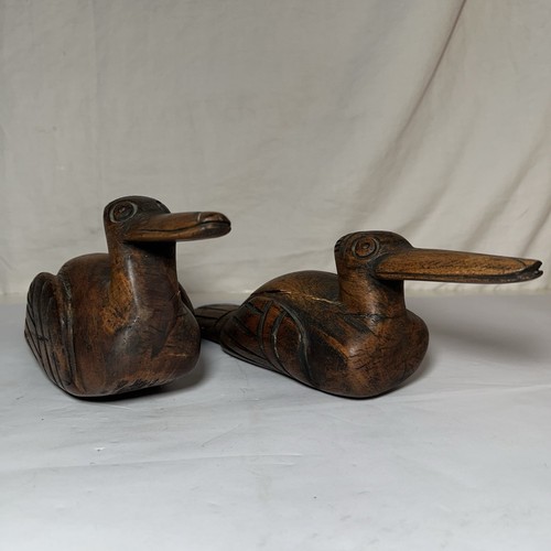 2 VTG Wooden Duck Unique Scandinavian Style Hand Carved Sculpture Display Decoy - Picture 12 of 24