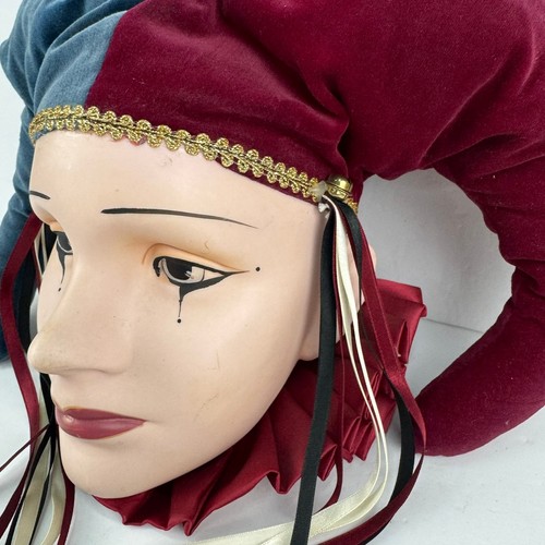 Vintage Jester Mask Wall Hanging Decor Harlequin Carnival Half Face Art - Picture 3 of 8