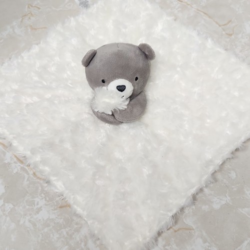 Carters Just One You Graubär Baby Lovey Plüsch Sicherheitsdecke Kunstfell weiß