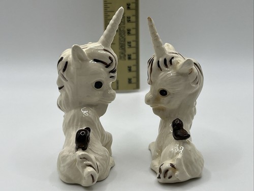 Vintage Porcelain Ceramic Unicorn w/Bird & Snail Figurine Set Of 2 - Picture 5 of 15