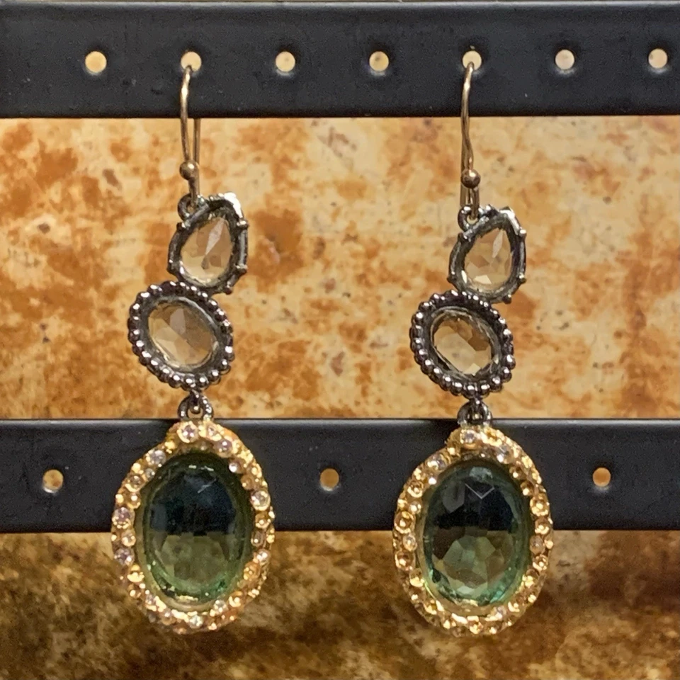 Brincos pendentes de ouro, metal, cinza e verde Alexis Bittar - Imagem 3 de 4