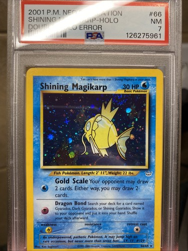 Pokémon Shining Magikarp Double Holo Neo Revelation 66/64 PSA 7 Swirl - Picture 1 of 2