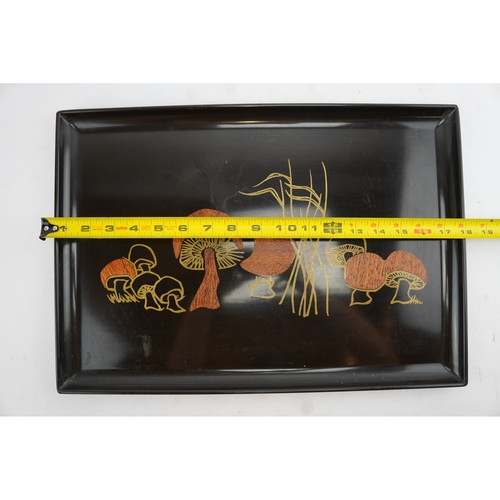 Vintage Couroc of Monterey Mushroom Tray Black Wood MCM Serving Decor - Picture 5 of 10