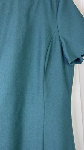 Theory Jatinn Traceable Stretch Wool Short Sleeve Dress Sz 12 Deep Green Career - Picture 3 of 12