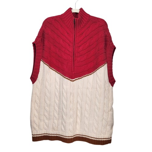 Anthropologie Maeve Pink Short-Sleeve Quarter-Zip Oversized Sweater Women's L/XL - Picture 2 of 8