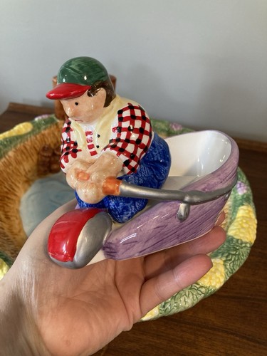 Lotus Chip and Dip Bowl Pond Vintage Set Beer Drinker & Fisherman Boat 13” - Picture 6 of 12