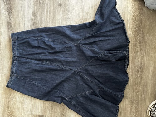 Denim Maxi Rock, Trompete Godet asymmetrischer Saum zusammengesetzt Grunge Boho Whimsigoth Y2K - Bild 4 von 9