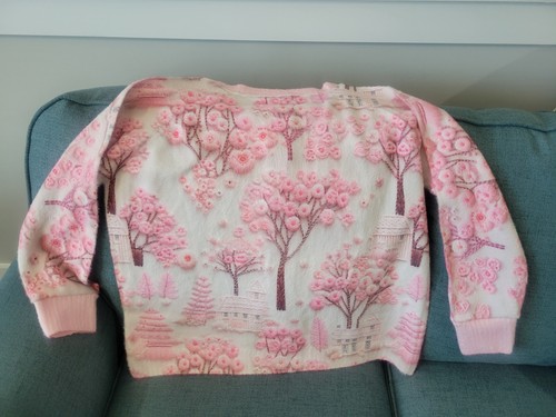 Unbranded Pink & White Floral Heavyweight Sweater Unusual Unique NWOT Size 2X 3X - Bild 2 von 7