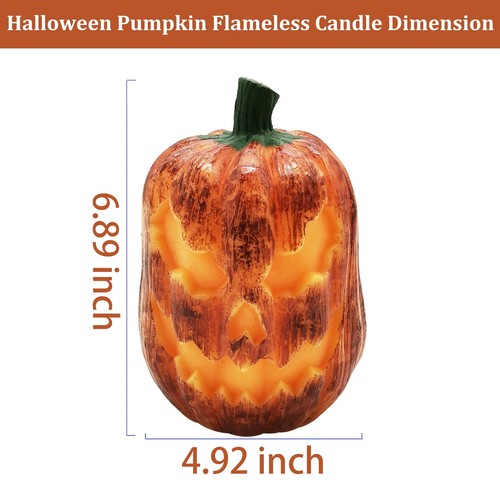 Flickering Halloween Pumpkin Flameless Candle Light Pumpkin Smiley LED Orange... - Picture 2 of 7