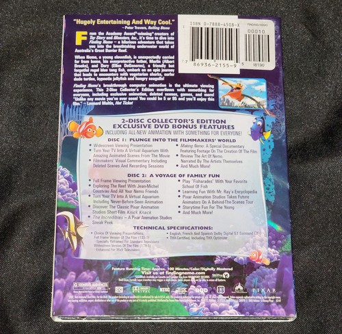 Disney Pixar Finding Nemo DVD, New And Sealed W/ Bonus Nemo Game CD-ROM Attached - Picture 3 of 5