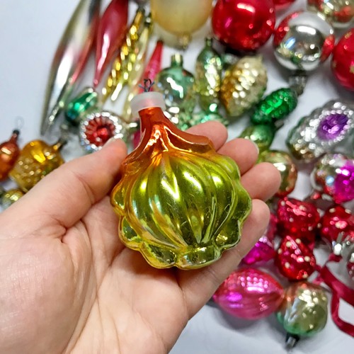 Set 50 pcs Soviet Vintage glass Christmas tree Ornament - USSR decoration №1004 - Picture 16 of 18