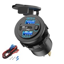 78W 4 Port 12V USB Outlet Car Charger, Super Fast Dual PD3.0  QC3.0 Multiple